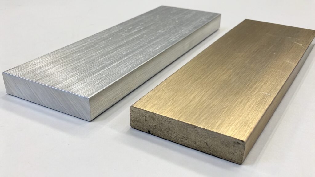 alt with keywords: side-by-side comparison of 6061 and 7075 aluminum pieces, highlighting subtle texture differences
